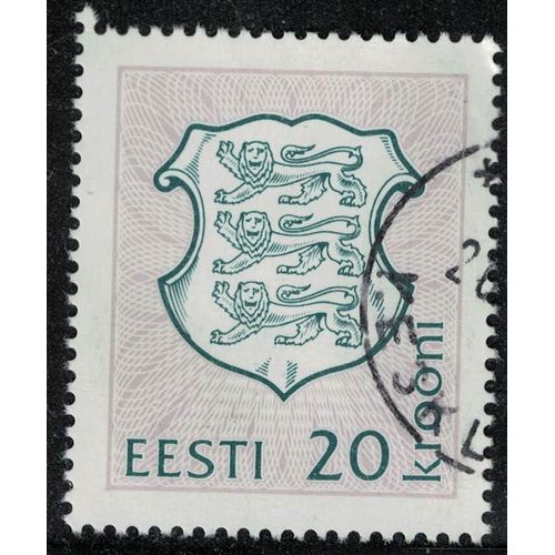 Estonie 1993 Oblitéré Used Coat Of Armes Blason Armoiries Lions Héraldiques Animaux Stylisés Su