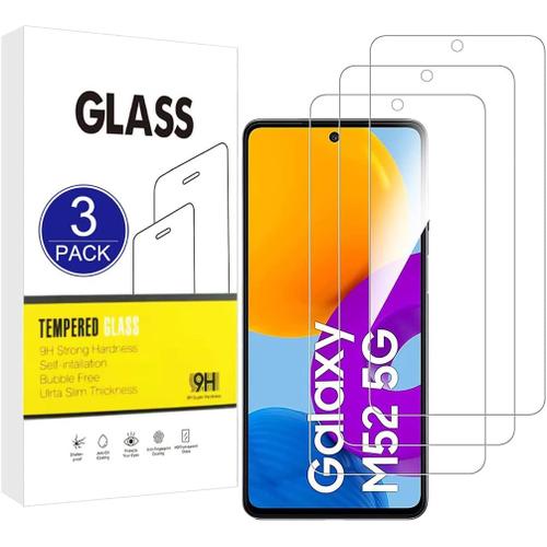 Film En Verre Trempé 3 Pièces Pour Samsung Galaxy M52 5g 6.7 , Dureté 9h 2.5d, Installation Facile Et Qualité Supérieure