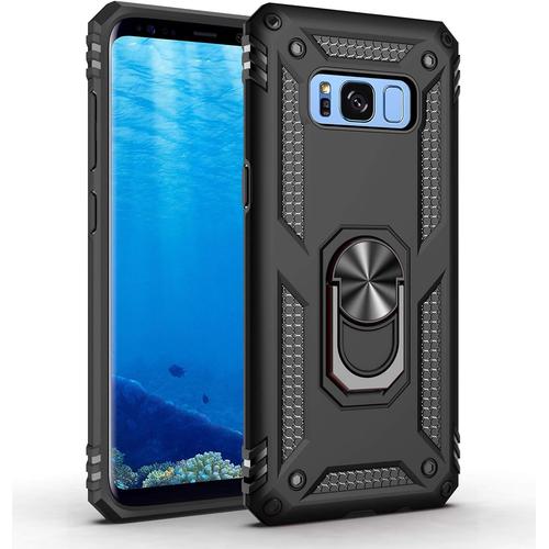 Coque Noir 9h Verre Trempé Anti-Choc Pour Samsung Galaxy S8 - Étui Robuste Et Protecteur Blanc Avec Bumper De Soutien Militaire 2017