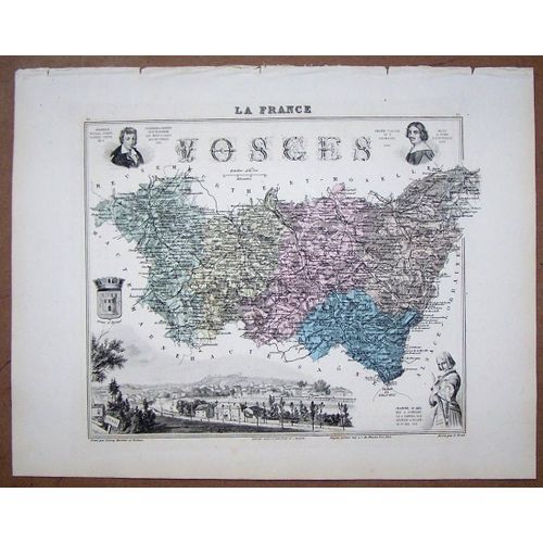 Gravure Du Departement Des Vosges . Atlas Migeon 1886