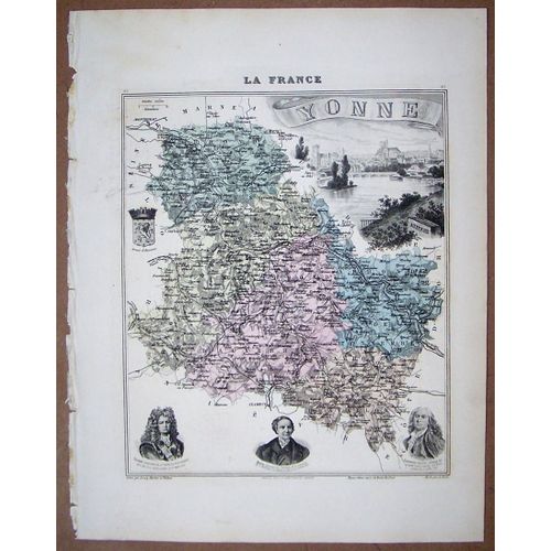 Gravure Du Departement De L' Yonne . Atlas Migeon 1886