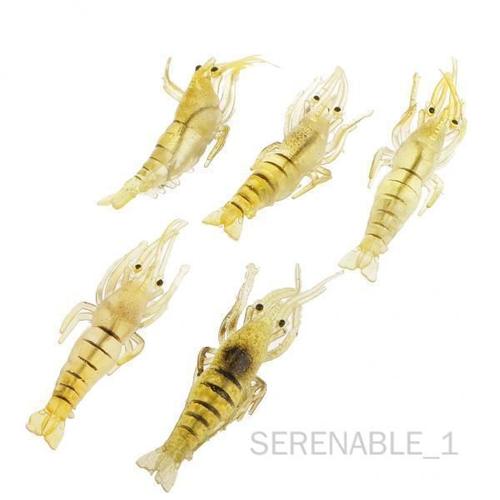 Serenable 3x5 Pièces En Plastique Souple Crevettes Artificielles Pêche En Eau Salée Leurre Crochet Appât 3 Pièces