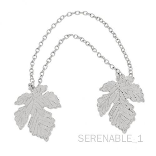 Serenable 3xantique Argent Rétro Feuille D'érable Collier Broche Chaîne Vintage Bijoux Cadeau 3 Pièces