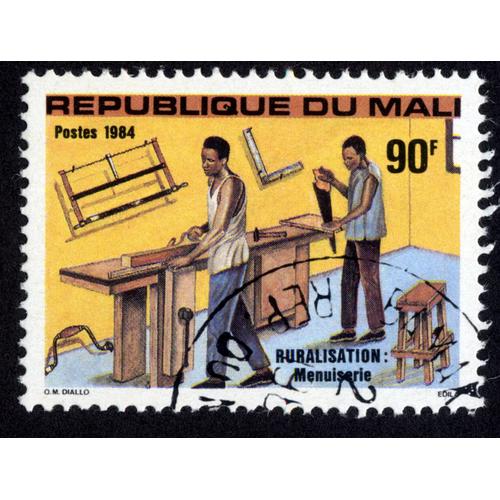 Timbre Ruralisation.Menuiserie.République Du Mali.Postes.1984.90f.O.M.Diallo.Edila