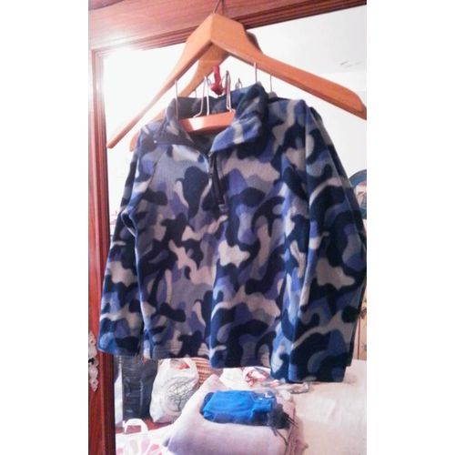 Pull Polaire Camouflage Bleu/Noir 6 Ans Tissaia Basics.