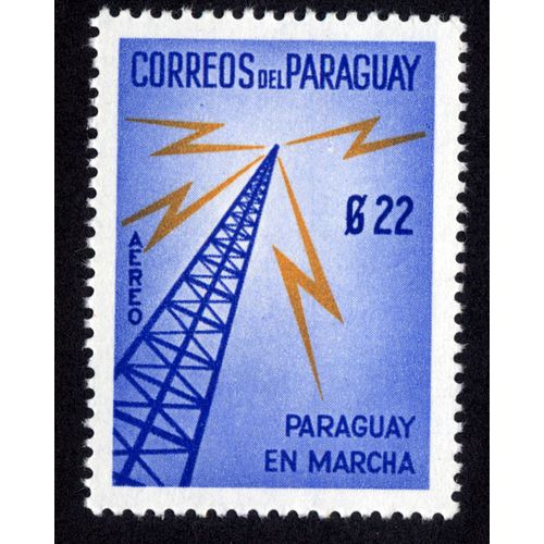 Timbre Correos Del Paraguay.22.Paraguay En Marcha.Aereo.