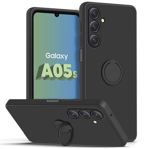 Coque Pour Samsung Galaxy A05s (Pas Pour A05), Protection Couleur Noir Avec Anneau Support - E.F.Connection