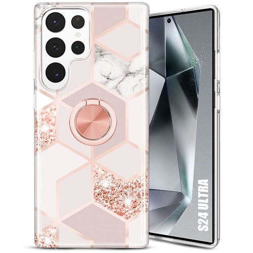 Coque Pour Samsung Galaxy S24 Ultra Avec Support Anneau Rotatif À 360 Degrés - Couleur Rose - E.F.Connection