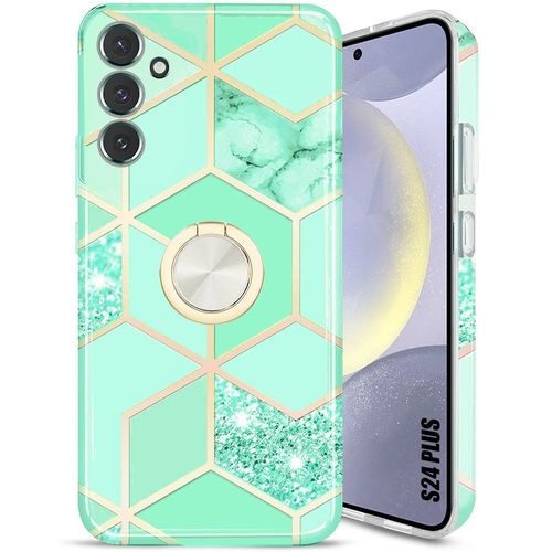 Coque Pour Samsung Galaxy S24 Plus / S24+, Couleur Turquoise Antichoc Avec Anneau Support - E.F.Connection