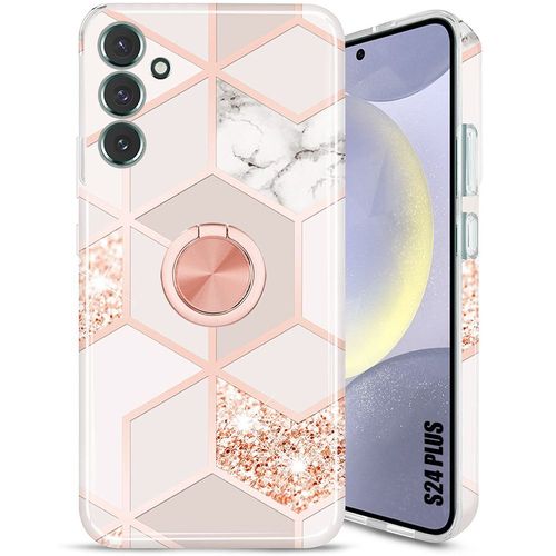 Coque Silicone Pour Samsung Galaxy S24 Plus / S24+, Couleur Rose Antichoc Avec Anneau Support - E.F.Connection
