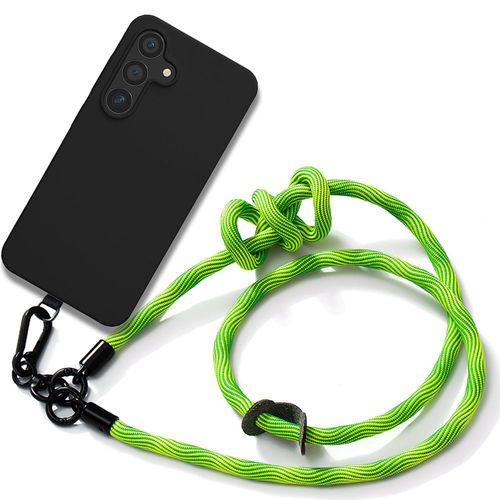 Coque Bandoulière Pour Samsung Galaxy S24 - Silicone Noir Souple Avec Bandoulière Robuste Vert - E.F.Connection