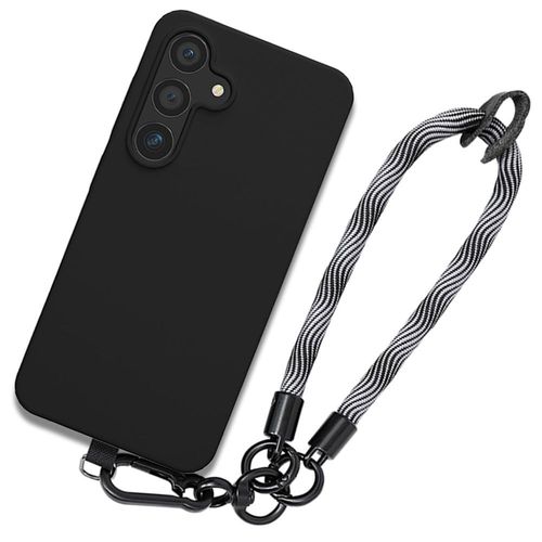 Coque Bracelet Pour Samsung Galaxy S24 Plus / S24+, Noir Silicone Anti-Rayures Avec Bracelet Gris - E.F.Connection