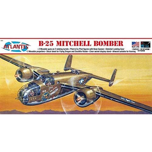 B-25 Mitchell Wwii Bomber Plastic Model Kit 1/64 Atlantis Toy And Hobby