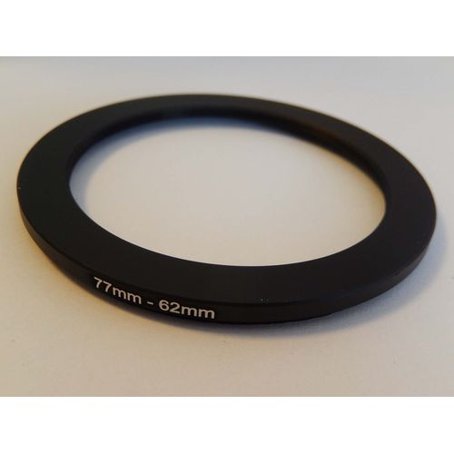 vhbw Bague d'adaptation de filtre Step-Down de 77 mm vers 62 mm pour objectif d'appareil photo - Réducteur, métal, noir