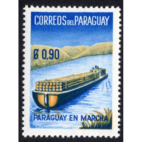 Timbre Correos Del Paraguay.0,90. Paraguay En Marcha.