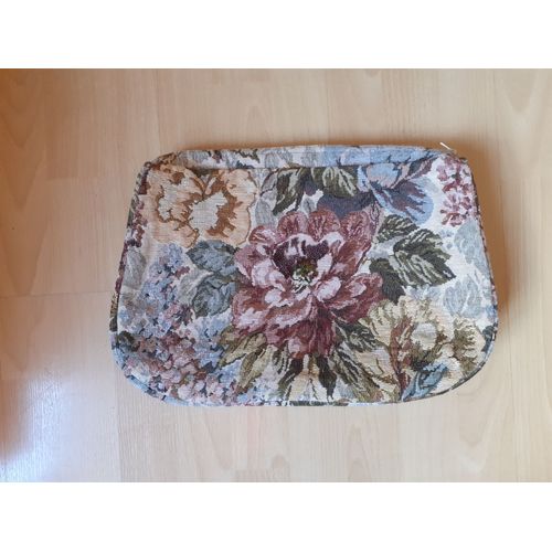 Trousse Vintage En Tissu Fleuri À Fermeture Éclaire