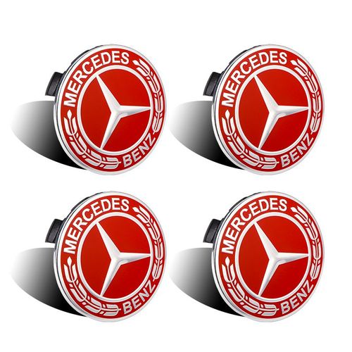A1714000025, Badge De Logo De Voiture Pour Le Centre De Roue 4 Pièces, Pour Mercedes Benz (Rouge 75mm)
