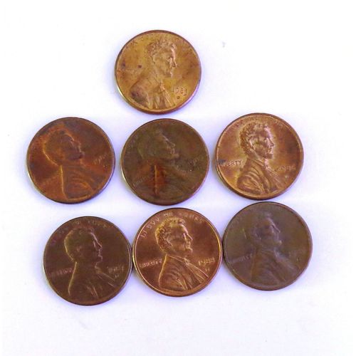 Lot De 7 Pièces De 1 Cent Usa Lincoln Memorial Penny Année 1983 1989 Lettre D Usa_44