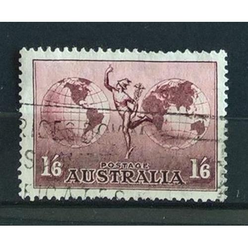 Australie, Timbre-Poste Aérienne Y & T N° 6 Oblitéré, 1937 - Hermès Et Globes