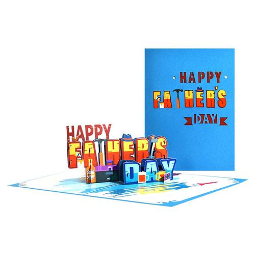 Carte Pop Up pour la fête des pères, carte de v?ux des pères en 3D, texte de bonne fête des pères, les bons cadeaux 3D faits à la main pour votre papa