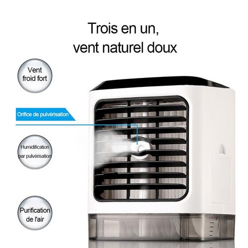 Climatiseur Mobile Portable Refroidisseur d'air 3 Vitesses Climatiseur Ventilateur de Bureau Nano Cooler Climatiseur Avec Télécommande Blanc