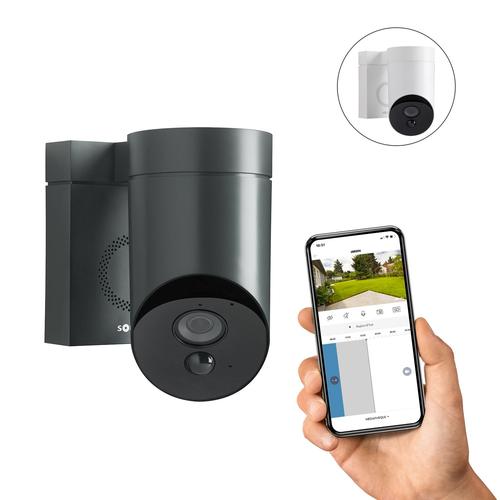Outdoor Camera grise - Caméra de surveillance extérieure wifi - Stickers alarme - 1080p Full HD - Sirène 110 dB - Branchement possible sur luminaire existant