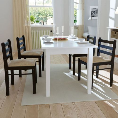 Vidaxl Chaises De Salle À Manger 4 Pcs Marron Hévéa Solide Et Velours