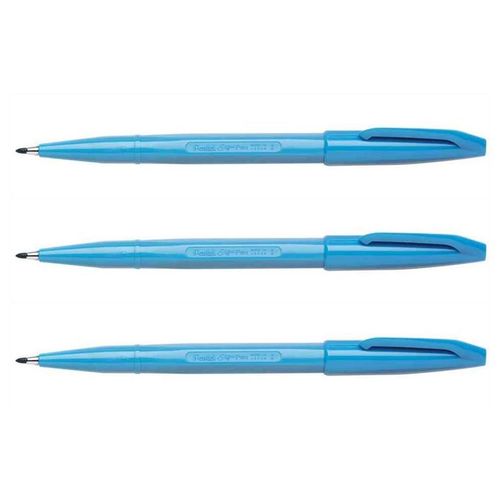 Pentel Arts Lot De 3 Stylos Feutre Sign Pen S 520, Bleu Ciel