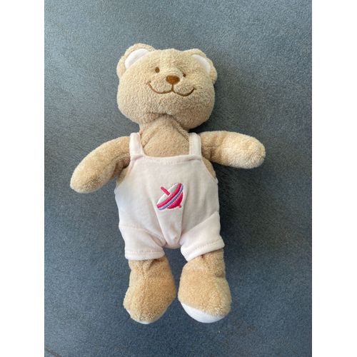 Doudou Ours Influx Toupie Salopette Rose