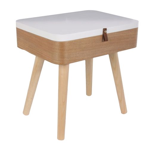 Table De Chevet Vintage Elin - L. 40 X H. 54 Cm - Blanc