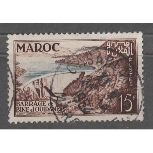 Maroc, Timbre-Poste Y & T N° 324 Oblitéré, 1953 - Barrage De Bine El Ouidane