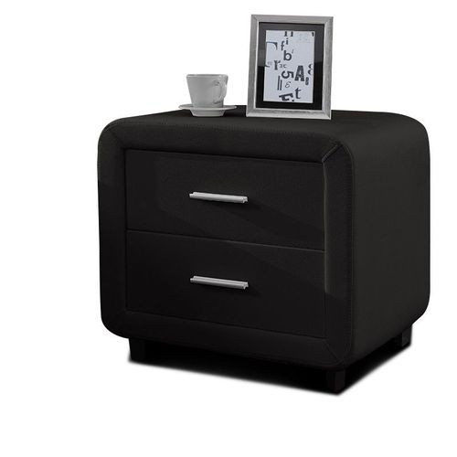 Table Chevet Design En Simili Cuir Zest - Noir