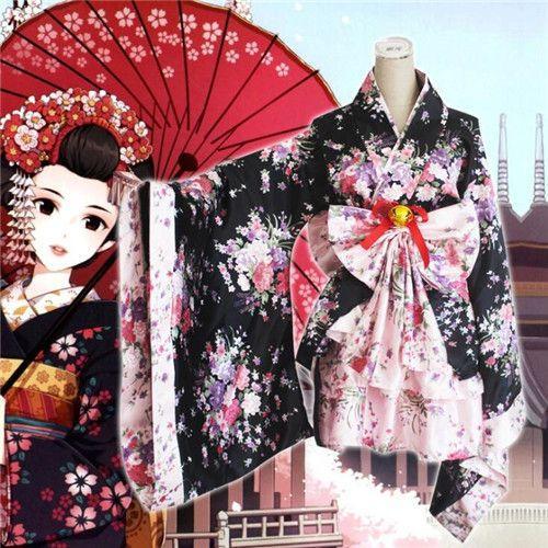 Expédié De Paris - Robe Kimono Rose Sakura Japonais Femme Fille Ado Adulte Déguisement Cosplay