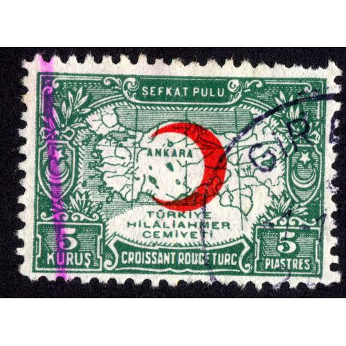 Timbre Sefkat Pulu.Ankara.Turkiye Hilaliahmer Cemiyeti.Croissant Rouge Turc.5 Kurus.5 Piastres.