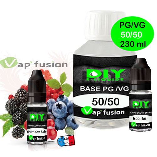 Pack e-liquide DIY facile 230ml - base, arôme et booster Vap'Fusion - 9mg - Fruits des bois