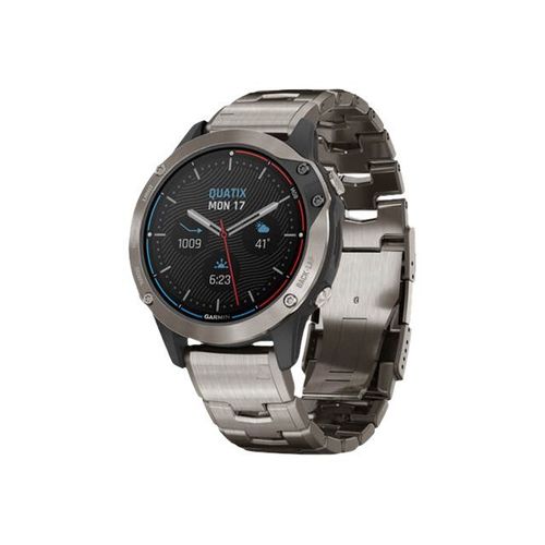 Garmin Quatix 6 - 47 Mm - Gris Titane - Montre Connectée Avec Bracelet - Titanium - Argent - Taille Du Poignet : 132-215 Mm - Affichage 1.3" - 32 Go - Bluetooth, Wi-Fi, Ant+/Ant - 120 G