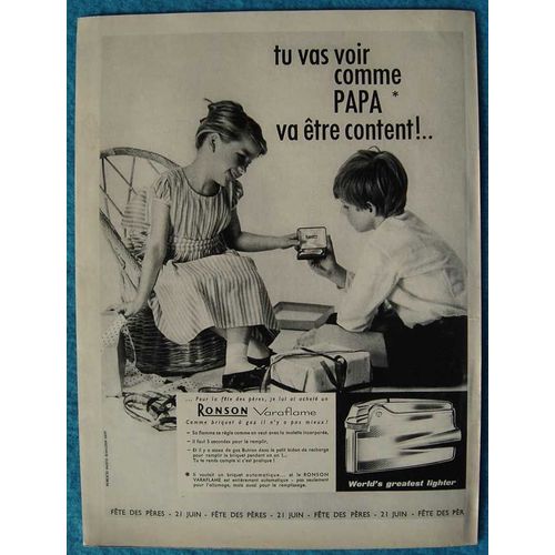 Publicité Papier - Briquet Ronson De 1959