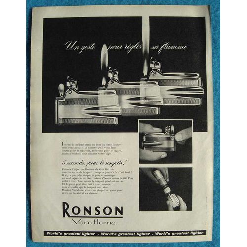 Publicité Papier - Briquet Ronson De 1959