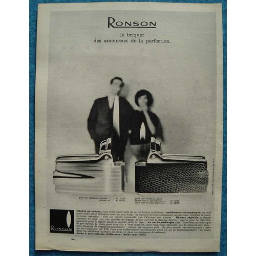 Publicité Papier - Briquet Ronson De 1960