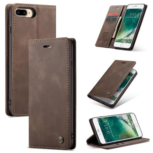 Flip Étui Pour Iphone 6 Plus/6s Plus Fermeture Magnétique Antichoc Livre Flip Folio Étui Avec Fente Pour Carte, Portefeuille En Cuir Pu Vintage - Le Brun