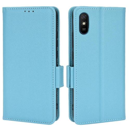 Étui Pour Xiaomi Redmi 9a Portefeuille Titulaire De Fentes Pour Cartes Magnétique Cuir Pu Boucle Latérale - Bleu Clair