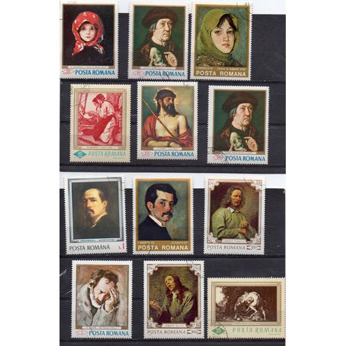 Roumanie- Lot De 39 Timbres Oblitérés- Tableaux Divers