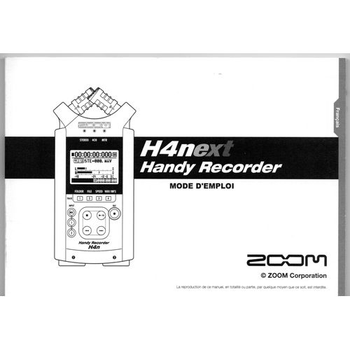 Manuel d'utilisation Zoom H4n - FRANCAIS