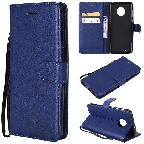 Flip Étui Pour Motorola Moto G6 2018 Étui De Téléphone Portefeuille D'affaires Cuir De Haute Qualité Avec Fente Pour Carte Couleur Solide Classique - Bleu