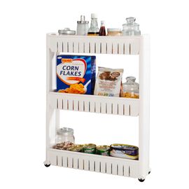 Sobuy Frg40-W Étagère De Niche À Roulettes Meuble De Rangement Cuisine Salle De Bain Chariot Placard Alcôve - 3 Étages Blanc