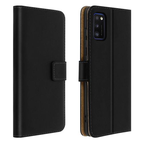 Housse Samsung Galaxy A41 Cuir Véritable Porte Cartes Fonction Support Noir