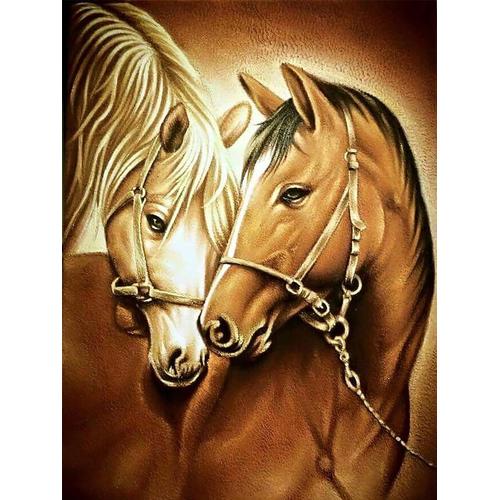 5d Kit Complet De Broderie Diamant Cheval - Peinture Diamant Animal Rond Point De Croix - Décoration Murale Pour Chambre, Diy Diamond Painting Maison 30x40 Cm