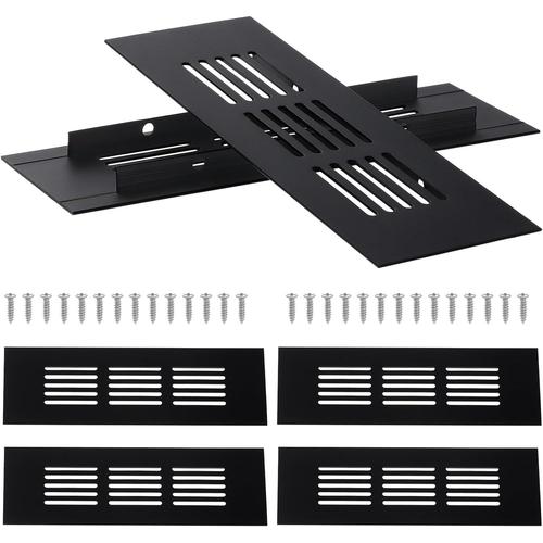 6pcs Aluminium Air Vent Grille,Grille De Ventilation 50 X 150 Mm Rectangle Ventilation Avec Vis Pour Cuisine, Salle De Bain, Armoire, Garde-Robe, Réfrigérateur, Meuble À Chaussures (Noir)