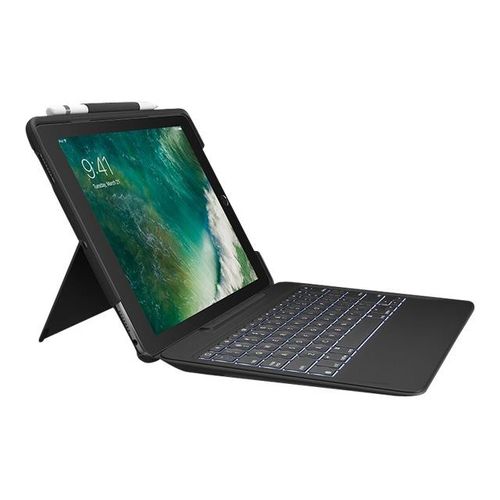 Logitech Slim Combo - Clavier et étui - rétroéclairé - Apple Smart connector - AZERTY - Français bleu classique étui