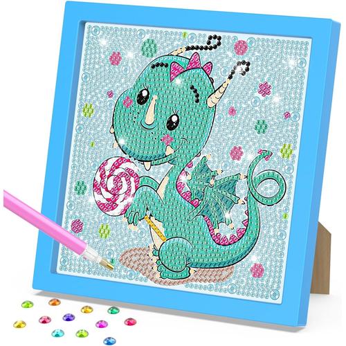 Kit de peinture diamant pour enfants avec cadre, motif dragon pour enfants de 6 à 8 à 12 ans, kit d'art et d'artisanat pour filles et garçons, adultes, débutants